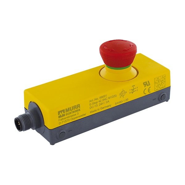 Murrelektronik E-stop with 2 positive opening, s in a 42mm enclosure, M12 connection, 5 poles, twist release 69001 - main